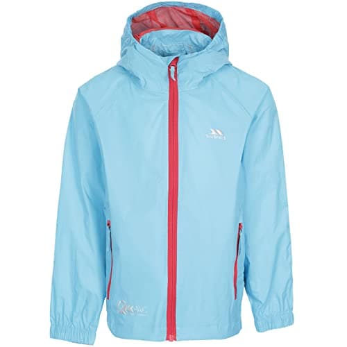 Image of Trespass Kids Jacket Qikpac - Waterproof, Breathable, School Raincoat, 2 Zip Pockets, Full Zip, Adjustable Hood, Storm Flap, Ventilated Back, Lightweight, Packable