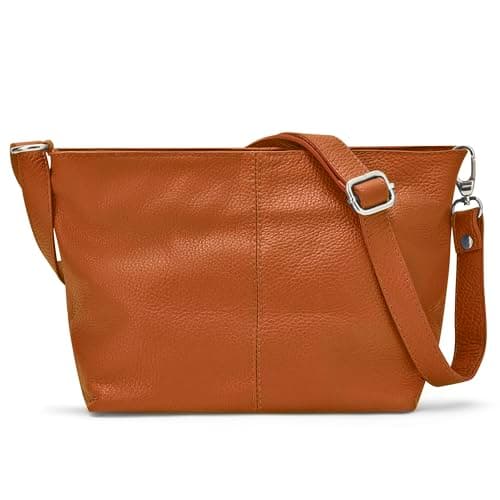 Image of Woodland Leathers 100% Genuine Leather Italian handbags for women, Black handbag/shoulder bag with adjustable strap for ladies, Designer ladies bags with compartments (Tan)