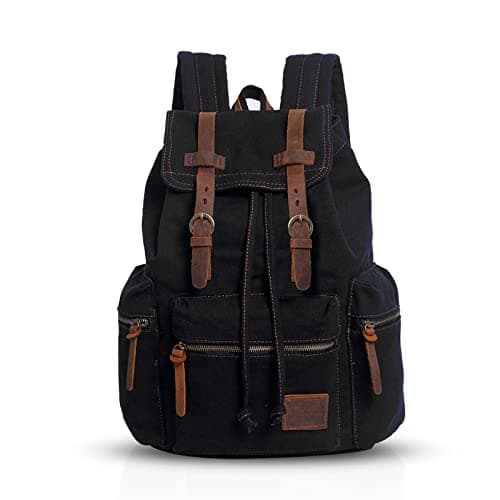 Image of FANDARE Retro 15.6 Inch Backpack for Laptop, Laptop, Outdoor, Travel, Work, Student, Hiking, School Bags, Daypack Canvas, Black, M, Leisure Backpack