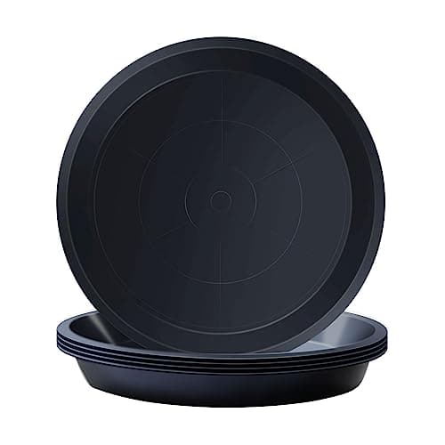 Image of Kunjocy Pack of 5 Black Plant Pot Saucers, 26 CM Round Plant Pots Trays Garden Plant Saucer Plant Plastic Plate Pot Tray for Garden Indoor Outdoor Fit Plant Pot up to 23 CM (Black, Outer 26 CM)