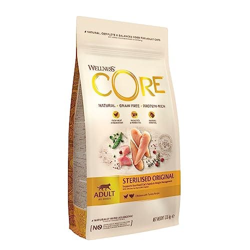Image of Wellness CORE Sterilised Original 1.75 kg, Chicken & Turkey – Dry Cat Food for Sterlised/Indoor Cats, Grain-Free, Natural, Hypoallergenic, Protein-Rich, Supports Healthy Weight Management