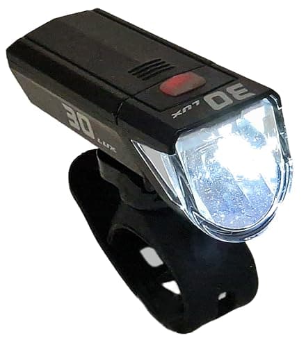 Image of AWE AweCity Superbright 30 Lux Opti Tec German Road Traffic Standard Front Light, Visibility 1km+, 4 x AAA Batteries, Waterproof IPX4, Low Battery Indicator