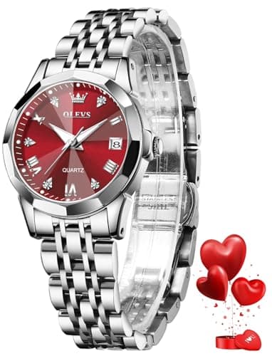 Image of OLEVS Womens Watch Fashion Dress Diamond Roman Numerals Ladies Gold Analog Quartz Stainless Steel Waterproof Luminous Date Female Watch