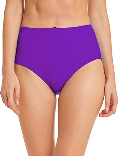Image of Micosuza Women's Swim Bottom High Waist Retro Basic Full Coverage Bikini Tankini Swimsuit Briefs Purple