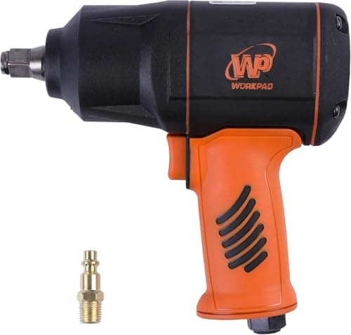 Image of WORKPAD Twin Turbo Pneumatic Impact Wrench, max. Loosening Torque 1300 Nm, Square Drive 12.7 mm (1/2 inch), Impact Wrench Compressed air for car Mechanics and Industrial installations.