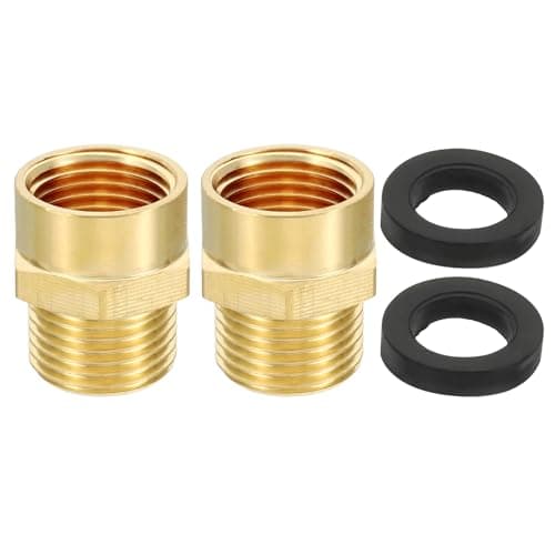 Image of PATIKIL Brass Pipe Fitting Adapter, 2Pcs 1/2" NPT Female Thread x 1/2" G Male Thread Brass Reducer Hex Tubing Hose Connector Adaptor with Gasket for Plumbing