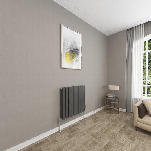 Image of Sky bathroom | 600x612mm Horizontal Designer Radiators Anthracite Flat Panel Double Panel Central Heating Radiator