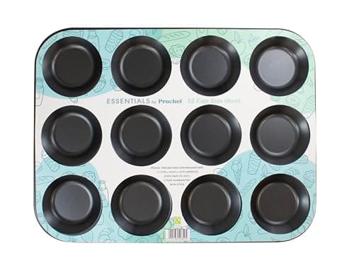 Image of Everyday Baking KB1038 Non-Stick Premium Coated 12 Cup Bunsheet Tray - 31.5cmx24cmx1.2cm , Black