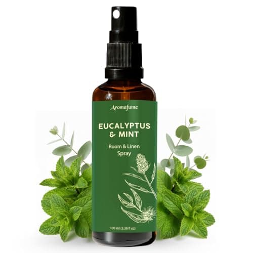 Image of Eucalyptus & Mint Room, Linen & Pillow Spray by Aromafume | 100ml/3.38fl oz | with Pure Eucalyptus & Mint Essential Oil | Aromatherapy for Relaxation, Sleep & Stress Relief | Mist for Bedding, Fabrics