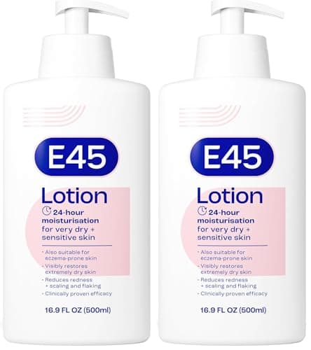 Image of E45 Moisturising Lotion 500 ml - Dermatological Body Moisturiser Lotion - Body Lotion - Daily Moisturiser for Dry Skin & Sensitive Skin – Long-Lasting Hydration Protect from Dryness, Reduce Redness
