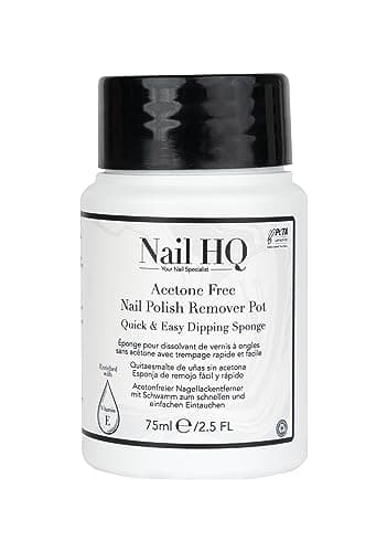 Image of Nail HQ Acetone‑Free Nail Polish Remover Sponge Pot 75 ml – Gentle Vitamin E & Panthenol Remover with Soaked Twist‑In Sponge, No Pads Needed – Vegan & PETA‑Approved