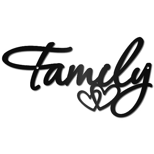 Image of CREATCABIN Family Metal Wall Art Decor Black Wall Silhouette Hanging Decor Iron Wire Wall Art Sculpture Decoration Sign Cut Out Minimalist Blessed Ornament for Farmhouse Indoor Outdoor Home 6 x 12Inch