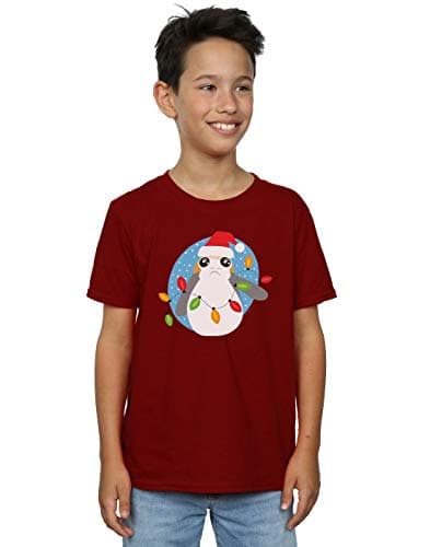 Image of Star Wars Boys The Last Jedi PORG Christmas Lights T-Shirt Burgundy 7-8 Years