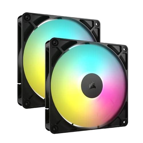 Image of CORSAIR RS140 ARGB 140mm PWM Fans – Daisy-Chain Connection – Low-Noise – Magnetic Dome Bearing – Dual Pack – Black
