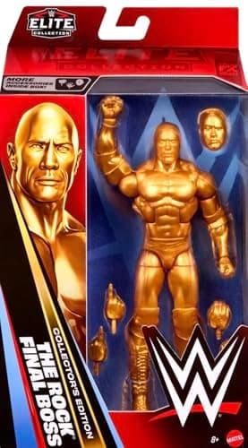 Image of WWE The Rock The Final Boss Gold Collectors Edition Mattel Elite Collection Series 125 Wrestling Action Wrestler Figure Toy