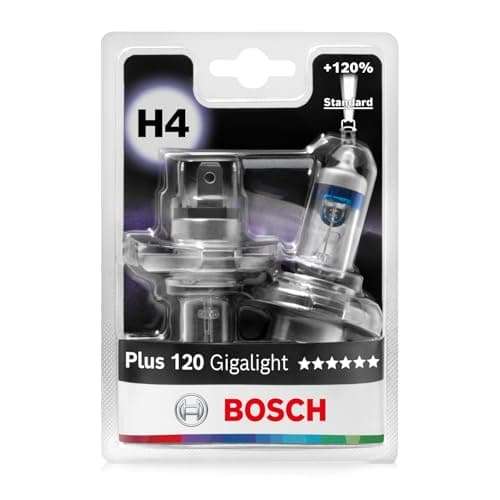 Image of Bosch H4 Plus 120 Gigalight Halogen Car Headlight Bulb 12V 60/55W 120% More Light - P43t Socket - Pack of 2 Replacement Headlight Bulbs