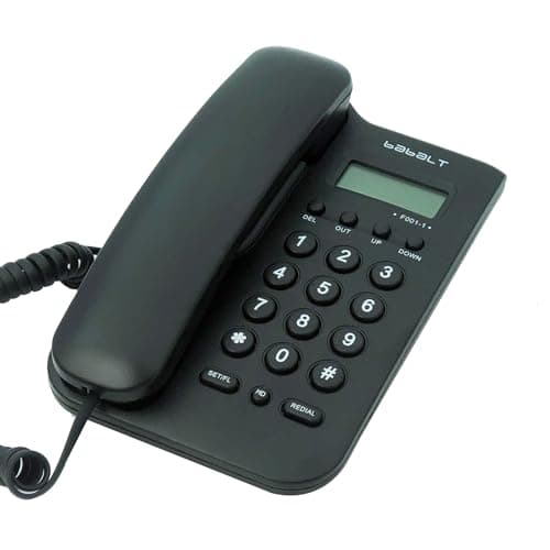 Image of Corded Basic Landline Phone, TelPal FSK/DTMF Simple Caller ID Telephone with LCD Incoming Call Number Display, Small Desk/Wall Mountable Analog Phone for Home Office (Black)