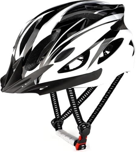 Image of RaMokey Cycle Helmet, Lightweight Bicycle Helmet, Adjustable Mountain & Road Bike Helmets for Adults, 18 Vents with Adjustable Strap & Detachable Visor for Mens Womens(Head Sizes 58-62cm) (White)