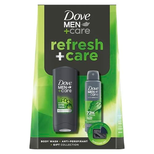 Image of Dove Men+Care Refresh+Care Duo & Manicure Gift Set body wash, anti-perspirant, tweezers and nail clippers perfect gifts for him 2 piece