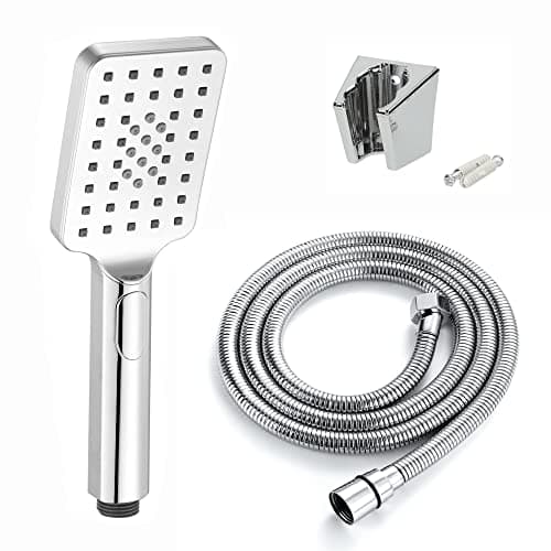 Image of ENKI, EH005, Contemporary Square 3 Function Hand Shower Kit Incl. Hose and Wall Bracket, Chrome