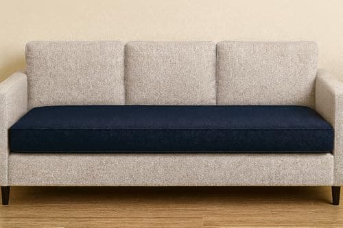 Image of SLUMBER HOME 3 Seater Booster Cushion with Removable Cover, 150 x 50 x 10 cm Firm Memory Foam Orthopaedic Seat Pad, Large Sofa Cushion with Soft Polyester Washable Cover Navy Blue