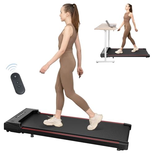 Image of CITYSPORTS Treadmills,Walking Pad with Remote Control,Under Desk Treadmill for Home/Office Fitness Exercise,Portable Treadmill 1-6KM/H,LCD Display,No Assembly (Black Red)