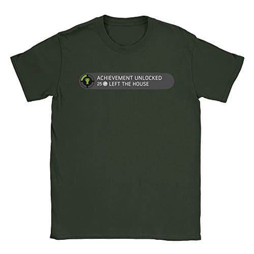 Image of Achievement Unlocked Mens T-Shirt Medium Military Green Funny Video Gamer Gaming Xbox