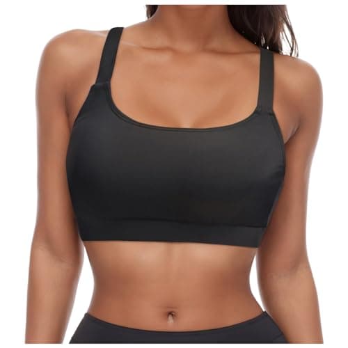 Image of Bikini Tops For Women Uk Women'S Sporty Bikini Top Scoop Neck Swimwear Adjustable Spaghetti Straps Padded Swim Bra Athletic Bathing Suit Quick Dry Swim Crop Top Sports Bras Swimsuit Swimming Costume