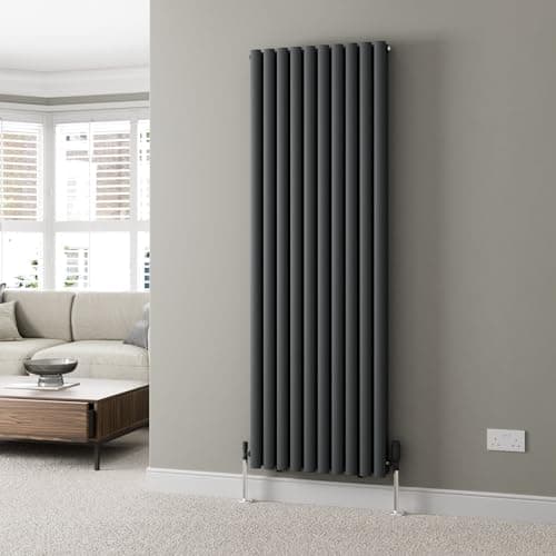 Image of DuraTherm® 1800 x 600mm Anthracite Vertical Designer Radiator Double Column Oval Tube Modern Central Heating Panel Bathroom Radiators