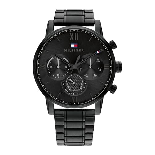 Image of Tommy Hilfiger Analogue Multifunction Quartz Watch for Men with Black Stainless Steel Bracelet - 1791879