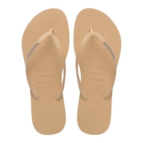 Image of Havaianas Slim Logo Pop Up Women Flipflop Golden 5.5/6 UK