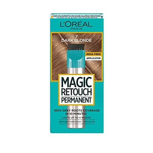 Image of L'Oréal Paris Magic Retouch Permanent Root Concealer, Dark Blonde 7. Offers flawless coverage for grey regrowth. This 75ml solution ensures targeted, quick, and easy application for lasting results.