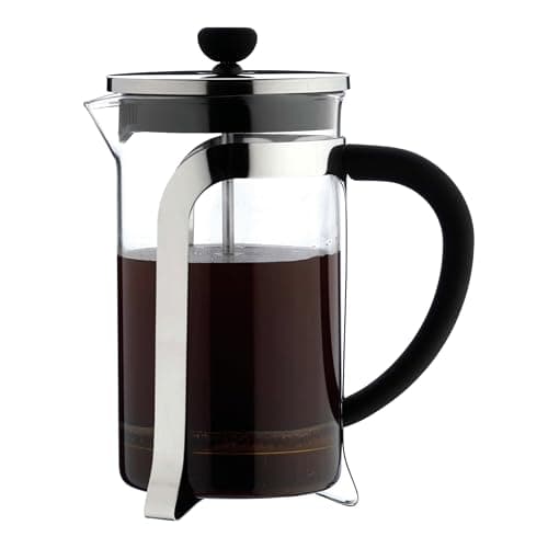 Image of Café Olé Mode Cafetière, glass body with stunning stainless steel body and mesh filter, 350ml (3 espresso cups or 1 mug)
