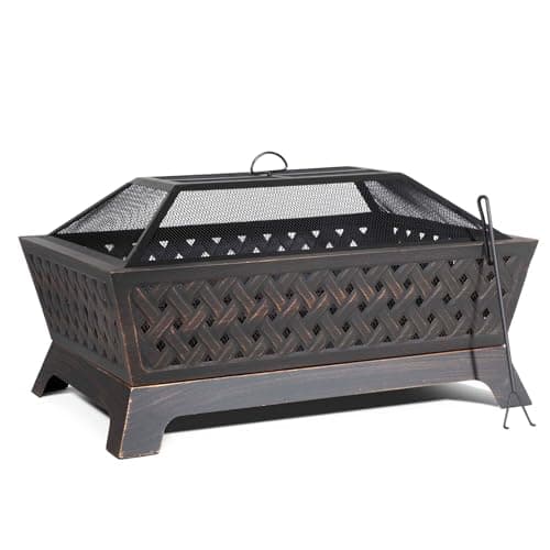 Image of Dellonda 35" Rectangular Outdoor Fire Pit, Antique Bronze Effect - DG44