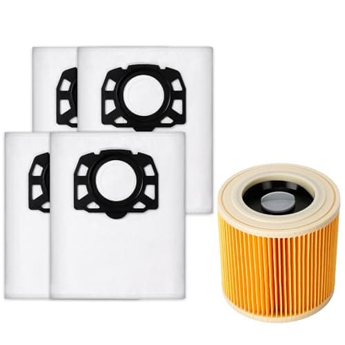 Image of KEEPOW 4 pack Vacuum Cleaner Bags + 1 Filter for Karcher KFI 357, WD 2 Plus, WD 3, KWD 1-3, SE 4001, SE 4002 Vacuum Cleaner Replacement Parts 2.863-314.0