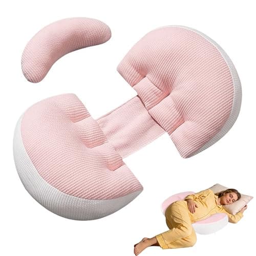 Image of Gaethra Pregnancy Pillows for Sleeping, Strong Support Maternity Pillow for Back, Hips, Belly, Legs, Natural Cotton, Adjustable Pregnancy Wedge Pillow for Pregnant Women