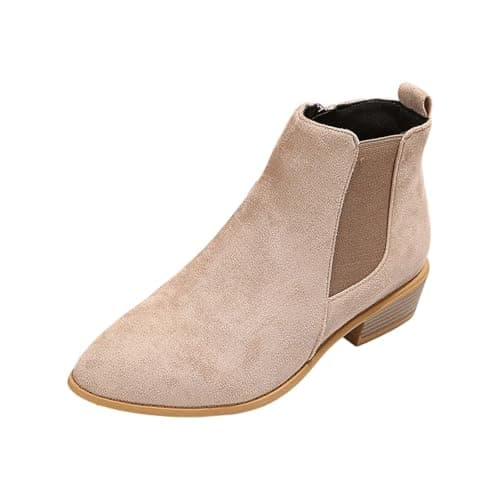 Image of Chelsea Boots Women's Suede Ankle Boots Pointed Ankle Booties with Block Heel Western Boots Elegant Women's Boots Slip On Boots Non-Slip Short Boots Work Boots Autumn Winter Boots Size 36-43, gray, 36