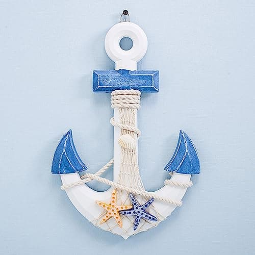 Image of BBTISG Anchor Wall Hanging Decor, Nautical Wooden Anchor Wall Art Hanging Ornament Nautical Anchor Ship Wall Decor Door Hanging Ornament (Style 2)
