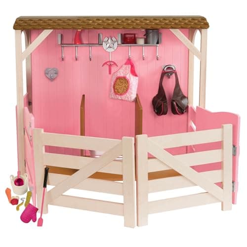 Image of Our Generation – 18-Inch Doll Accessories – Horse Stable – Barn Playset – Horse Toys – 3+ Years – Saddle – Up Stables
