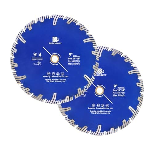 Image of Diamond Turbo Cutting Blade 230mm,BRSCHNITT 2pcs Diamond Saw Blade for Granite,Marble,Concrete,Porcelain Tile,Ceramic Tile,Masonry