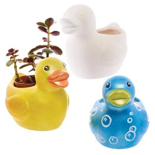 Image of Baker Ross FX570 Duck Ceramic Flowerpots - Box of 2, Paint Your Own Plant Pot