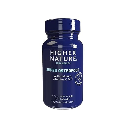 Image of Higher Nature - Super OsteoFood - Supports Healthy Bones & Teeth - with Calcium, Vitamin C & D - Bone Health Formula - Vegetarian & Vegan - 90 Tablets