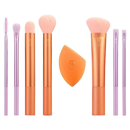 Image of REAL TECHNIQUES Level Up Brush And Sponge Kit, Makeup Brushes For Eyeshadow, Foundation, Blush, & Bronzer, Makeup Blending Sponge, Makeup Tools, Synthetic Bristles, 9 Piece Set, 1 count