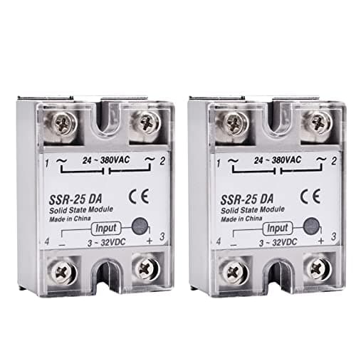 Image of diymore 2PCS Solid State Relay Module with Plastic Cover 25A SSR-25DA Input 3-32VDC,Output 24-380VAC