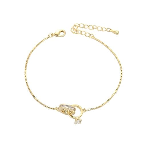 Image of XYTDM 925 Sterling Silver Interlocking Circles Bracelet For Women, Double Circle Simple Circle Bracelet, Rings Linked Bracelets, Circles Interlocking Bracelet (Gold and silver)