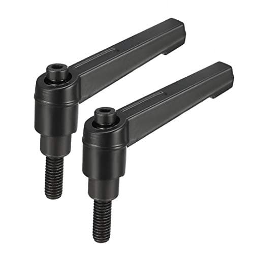 Image of sourcing map M6 x 16mm Handle Adjustable Clamping Lever Thread Push Button Ratchet Male Threaded Stud Knobs Rotating Screw Handles Bolts with Locking Lever Black 2pcs