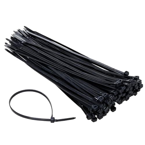 Image of Black Cable Ties 300mm x 4.8mm (100 Pack) – Extra Long & Strong Nylon Zip Ties, Heavy Duty Self-Locking Tie Wraps, UV Resistant for Cable Management, Garden, Home, Office, DIY & Electrical Use