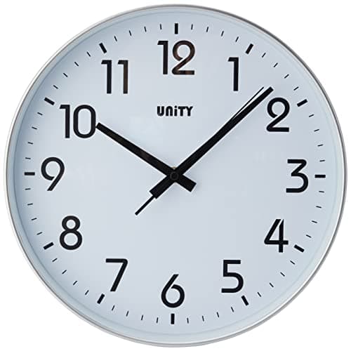 Image of Unity Wall Clock, Fradley, Silent Sweep, Modern, Silver, 30cm / 12-inch