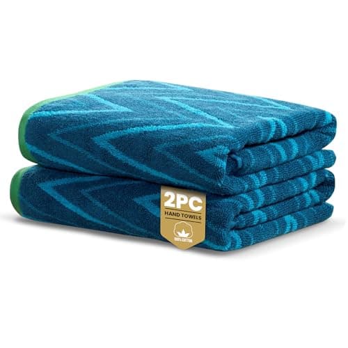 Image of Rapport Home Helix Hand Towels 2 Pack | Ocean Blue | 50x85cm | Luxurious 500GSM 100% Cotton | Oeko-Tex Certified Absorbent & Soft