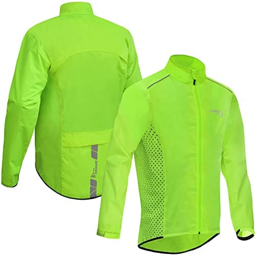 Image of Brisk Bike Cycling Rain Jacket Mens high vis full Sleeve shell cycling jacket (UK, Alpha, L, Regular, Regular, Green)